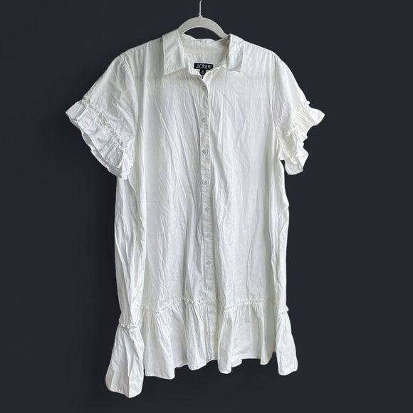 J.Crew Amelia Shirtdress 100% Organic Cotton Poplin With Ruffles Women’s XXL - Picture 5 of 9